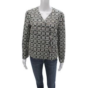 Chanel Women Basic Jacket Black Checked Button Size 40